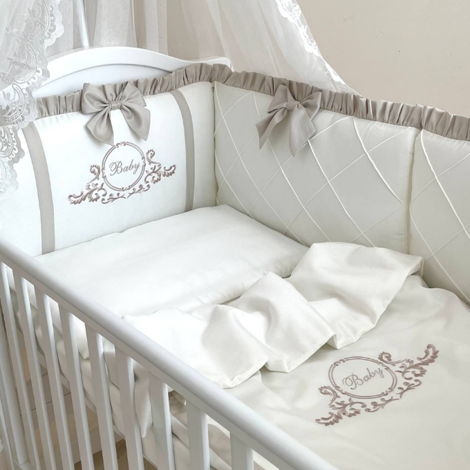 Lenjerie Patut Bebe Copii 6 piese Baby King latte (17)